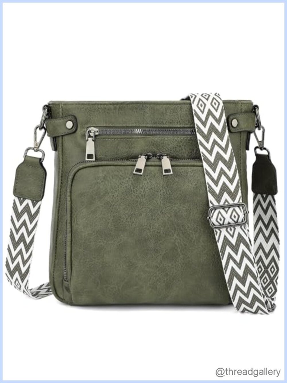 Semi-PU Leather Crossbody Bag with 6 Card Slots Adjustable Strap